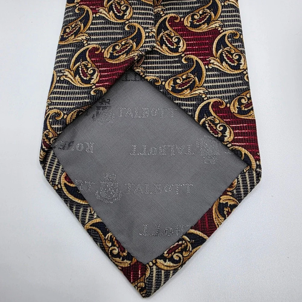 Robert Talbott Tie‎ Mens Paisley Gold Red Black Necktie 100% Silk
